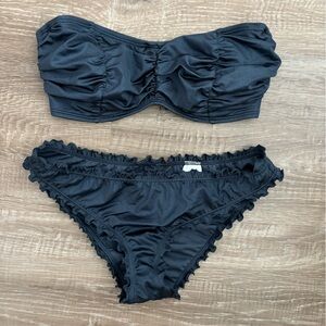 Shade & Shore Black Ruffled Swimwear